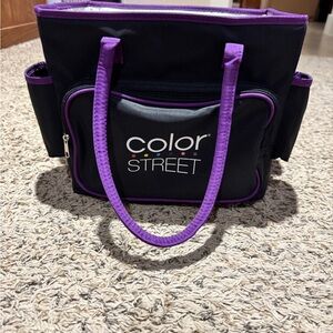 Color Street Black Tote with Purple Trim